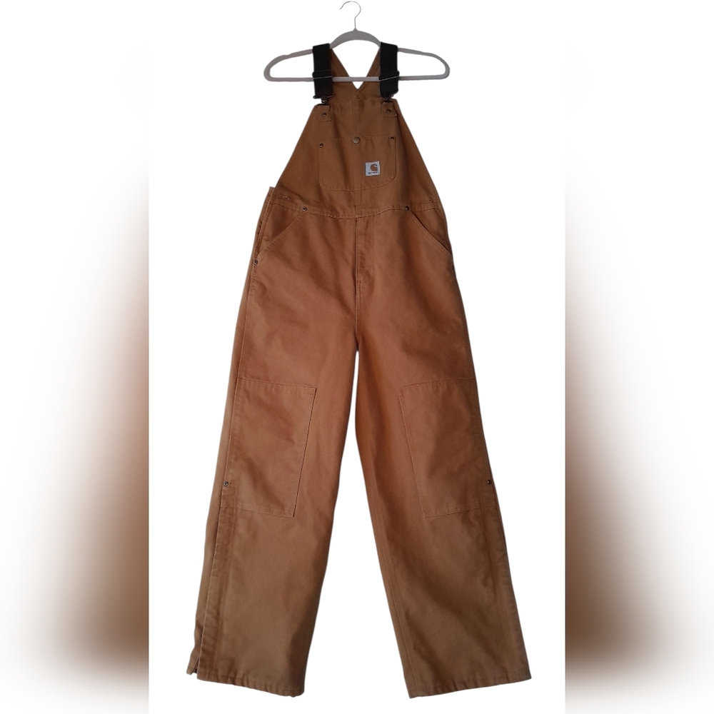 Carhartt Boys Or Girls Canvas Quilt Lined Bib Overalls